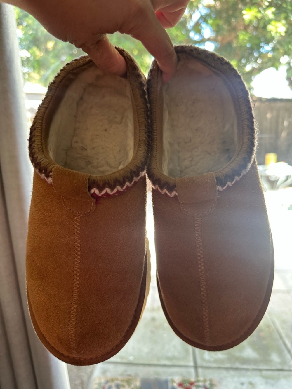 Cozy Suede Faux-Fur Lined Slippers - Brown